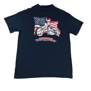 Tennessee River Shirt Mens Medium Navy Blue Graphic Tee‎ Bikercore American Flag